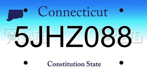 5JHZ088 Connecticut License Plate