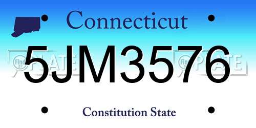 5JM3576 Connecticut License Plate