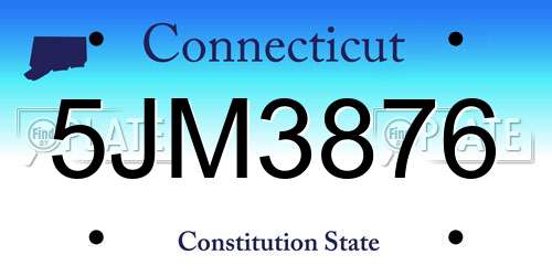 5JM3876 Connecticut License Plate
