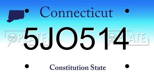 5JO514 Connecticut License Plate