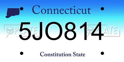 5JO814 Connecticut License Plate