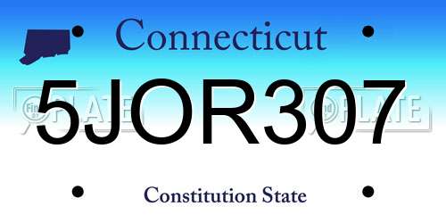 5JOR307 Connecticut License Plate