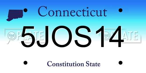 5JOS14 Connecticut License Plate