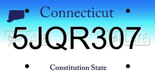 5JQR307 Connecticut License Plate