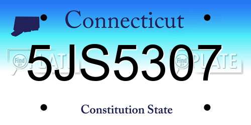 5JS5307 Connecticut License Plate