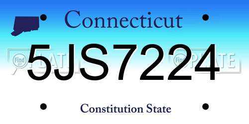 5JS7224 Connecticut License Plate