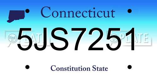 5JS7251 Connecticut License Plate