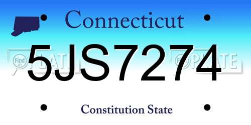 5JS7274 Connecticut License Plate