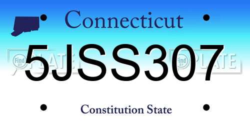 5JSS307 Connecticut License Plate