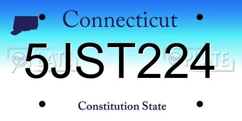 5JST224 Connecticut License Plate