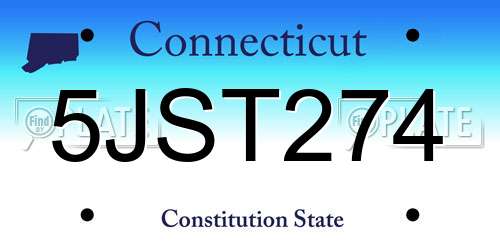 5JST274 Connecticut License Plate