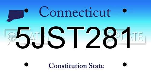 5JST281 Connecticut License Plate