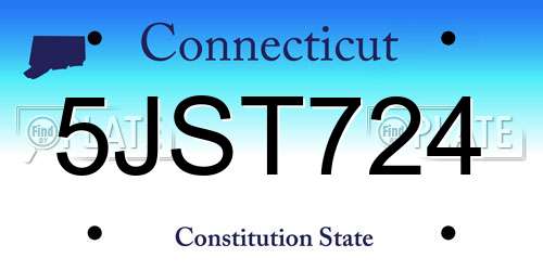 5JST724 Connecticut License Plate