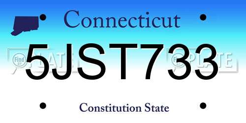 5JST733 Connecticut License Plate