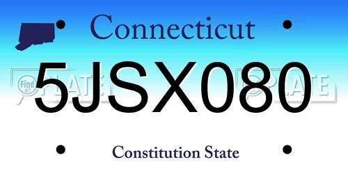 5JSX080 Connecticut License Plate