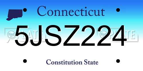5JSZ224 Connecticut License Plate