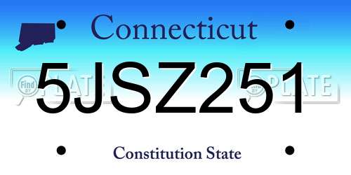 5JSZ251 Connecticut License Plate