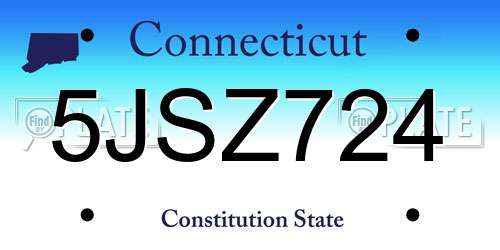 5JSZ724 Connecticut License Plate