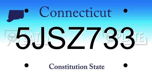 5JSZ733 Connecticut License Plate