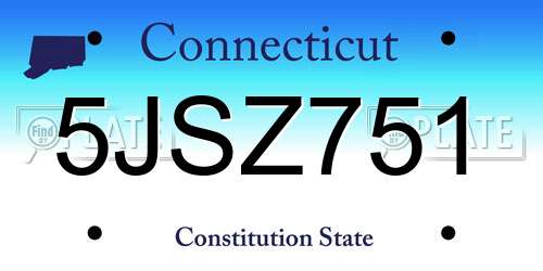 5JSZ751 Connecticut License Plate