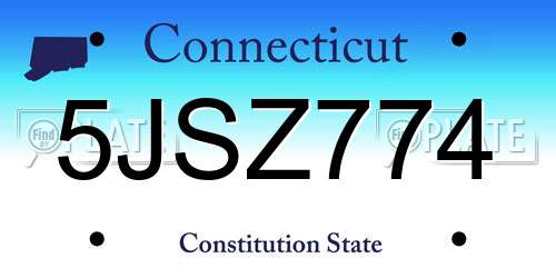 5JSZ774 Connecticut License Plate
