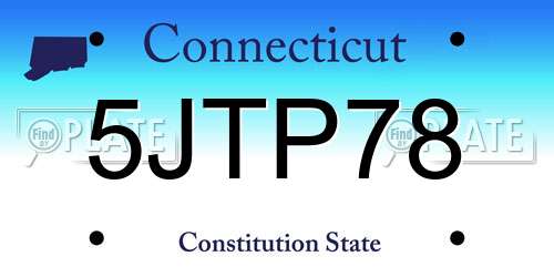 5JTP78 Connecticut License Plate
