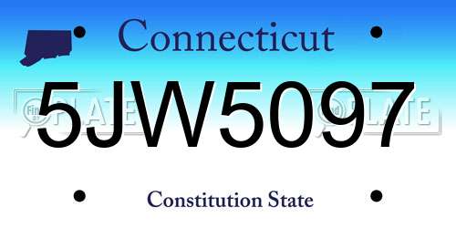 5JW5097 Connecticut License Plate