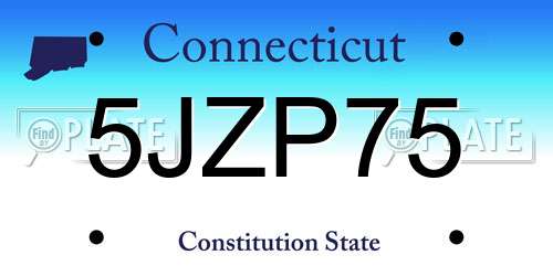 5JZP75 Connecticut License Plate