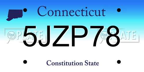 5JZP78 Connecticut License Plate