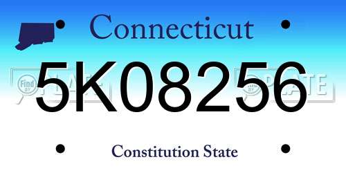 5K08256 Connecticut License Plate