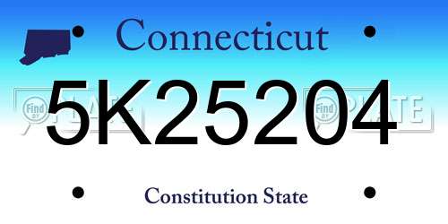 5K25204 Connecticut License Plate