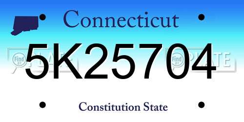 5K25704 Connecticut License Plate