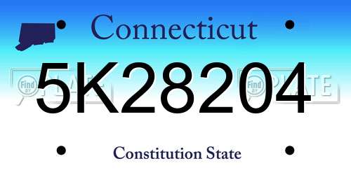 5K28204 Connecticut License Plate