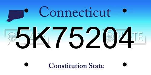 5K75204 Connecticut License Plate