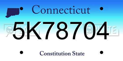 5K78704 Connecticut License Plate
