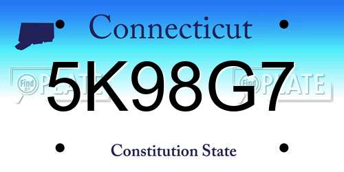 5K98G7 Connecticut License Plate