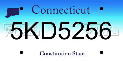 5KD5256 Connecticut License Plate