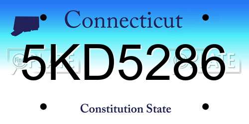 5KD5286 Connecticut License Plate