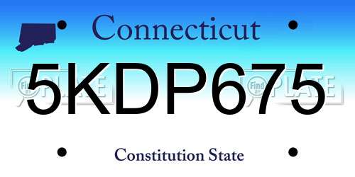 5KDP675 Connecticut License Plate