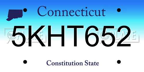 5KHT652 Connecticut License Plate