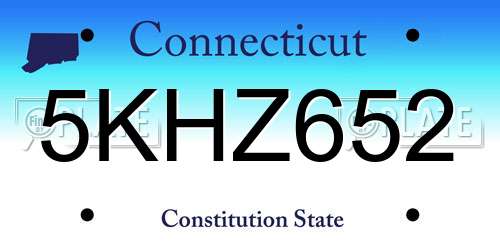5KHZ652 Connecticut License Plate