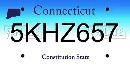 5KHZ657 Connecticut License Plate