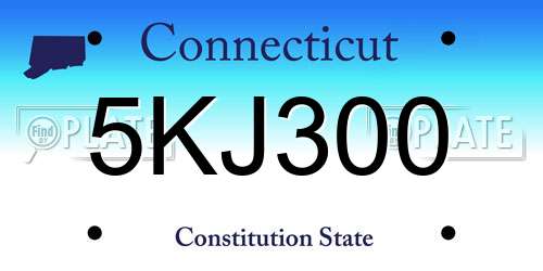 5KJ300 Connecticut License Plate