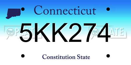5KK274 Connecticut License Plate
