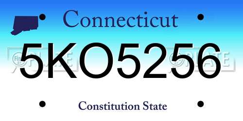 5KO5256 Connecticut License Plate