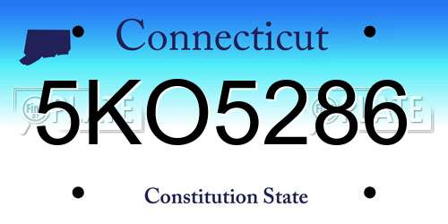 5KO5286 Connecticut License Plate