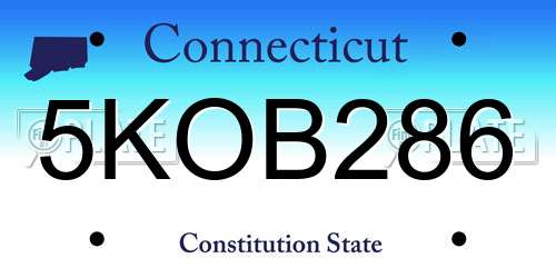 5KOB286 Connecticut License Plate