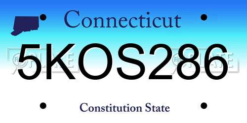 5KOS286 Connecticut License Plate