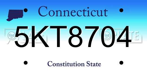 5KT8704 Connecticut License Plate