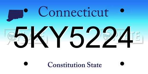 5KY5224 Connecticut License Plate